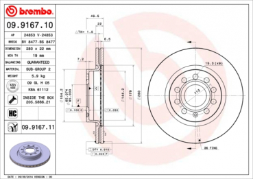 Bremsscheiben Brembo Vorne 09.9167.11